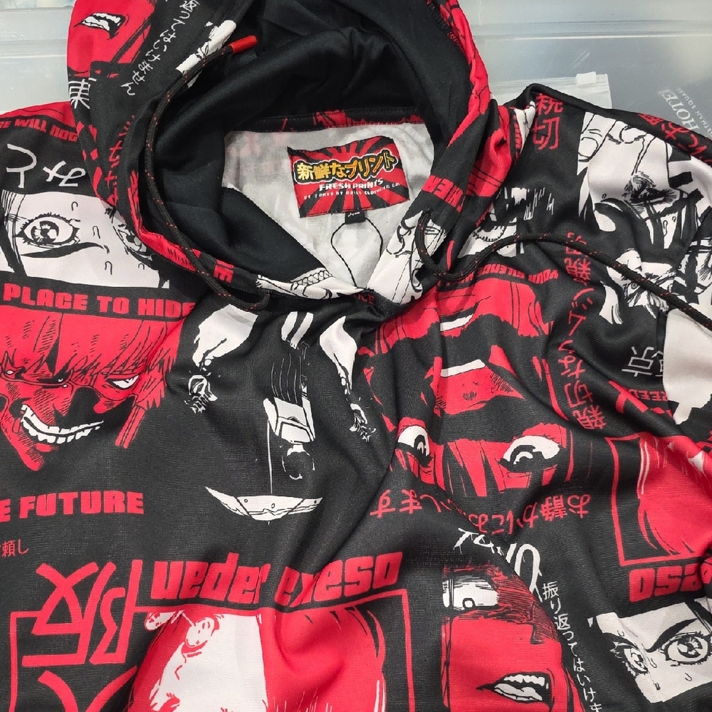 Graphic Kids Hoodie - Red and Black